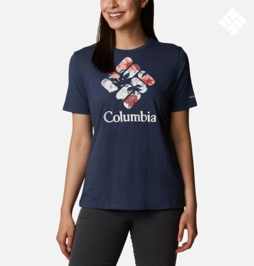 Columbia Bluebird Day Relaxed Crew Neck T-skjorte Dame Marineblå | 25730D