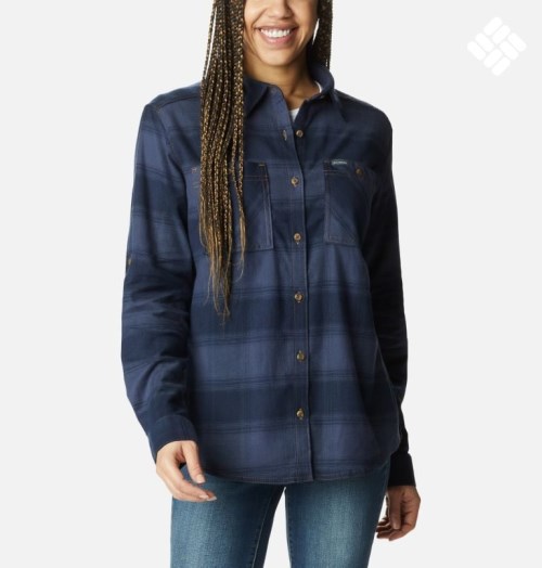 Columbia Clay Hills Stretch Flannel Skjorte Dame Marineblå | 12598A