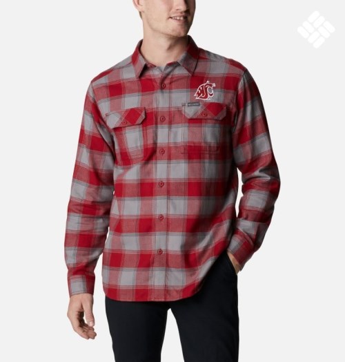 Columbia Collegiate Flare Gun Flannel Long Sleeve - Washington State Skjorte Herre Rød | 69745E