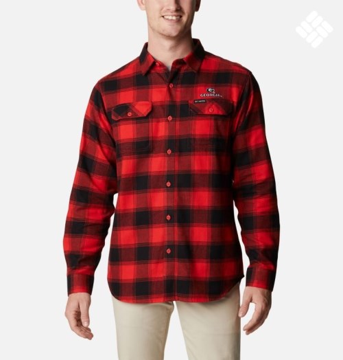 Columbia Collegiate Flare Gun Flannel Long Sleeve - Georgia Skjorte Herre Rød | 89641L