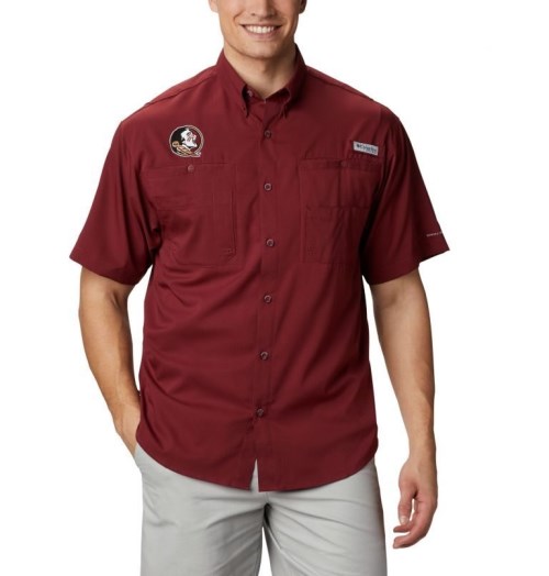 Columbia Collegiate PFG Tamiami Kort Sleeve - Florida State Skjorte Herre Rød | 25081D