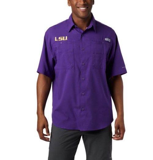 Columbia Collegiate PFG Tamiami Kort Sleeve - LSU Skjorte Herre Lilla | 49352Q