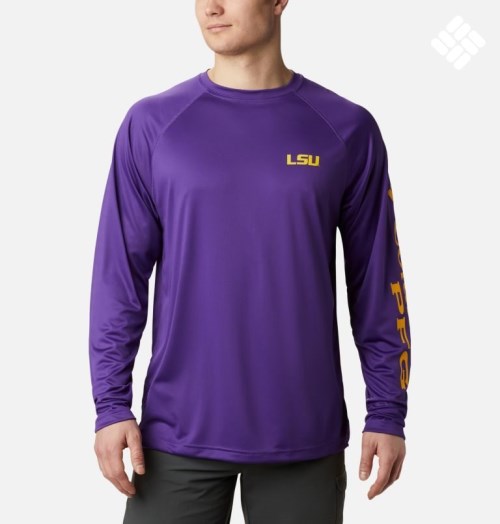 Columbia Collegiate PFG Terminal Tackle Long Sleeve - LSU Gensere Herre Lilla | 09852K