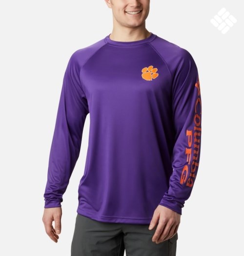 Columbia Collegiate PFG Terminal Tackle Long Sleeve - Clemson Gensere Herre Lilla | 51684N