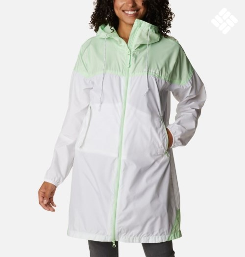 Columbia Flash Challenger Long Windbreaker Jakke Dame Hvite Mint | 15463K