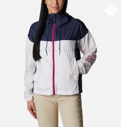 Columbia Flash Challenger Novelty Windbreaker Jakke Dame Hvite Marineblå | 53910R