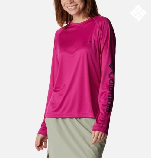 Columbia Fork Stream Long Sleeve Gensere Dame Fuchsia | 61280D