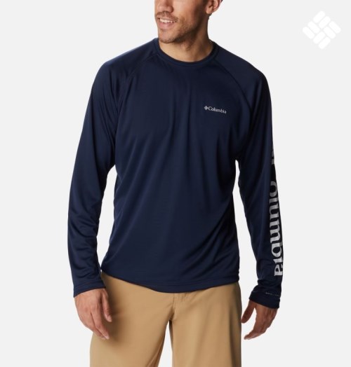 Columbia Fork Stream Long Sleeve Gensere Herre Marineblå | 97328W