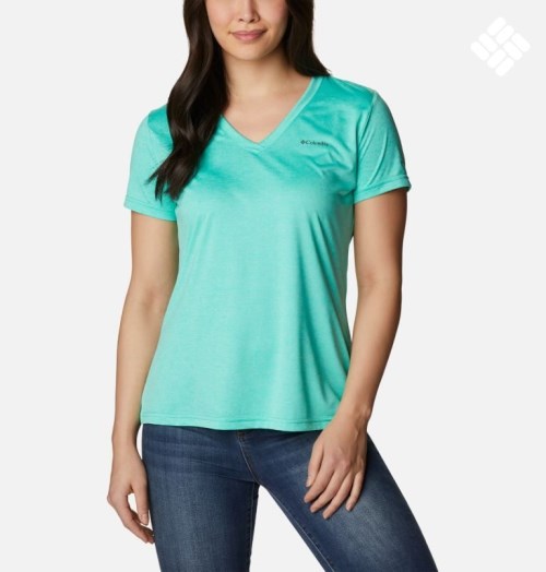 Columbia Hike Kort Sleeve V-Neck T-skjorte Dame Turkis | 37428A