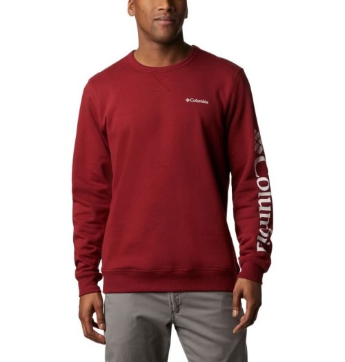 Columbia Logo Fleece Crew Gensere Herre Rød | 90813N