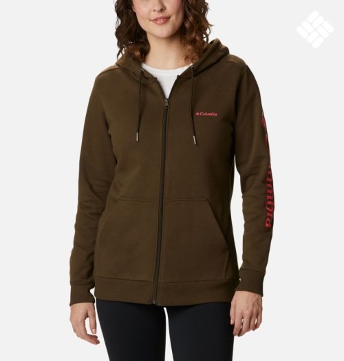 Columbia Logo Full Zip Hettegensere Dame Olivengrønne | 45063A