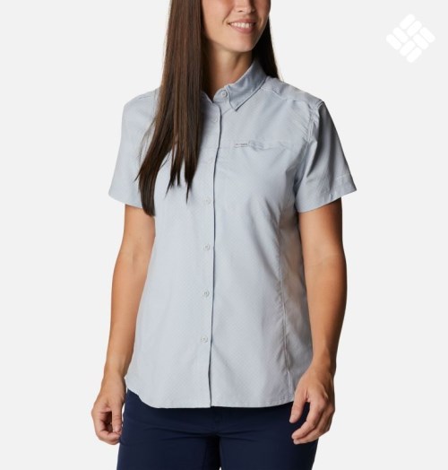 Columbia PFG Cool Release Woven Kort Sleeve Skjorte Dame Lyse Grå | 63029D