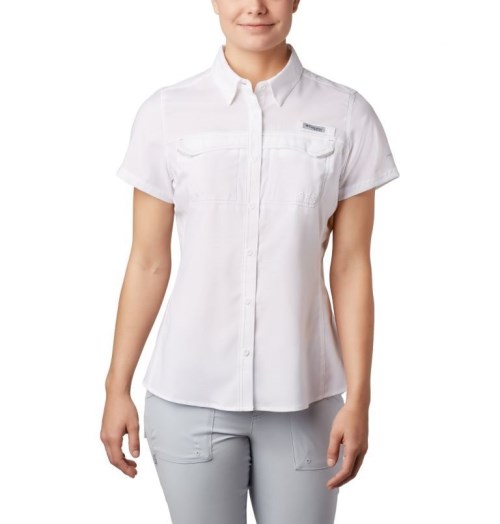 Columbia PFG Lo Drag Kort Sleeve Skjorte Dame Hvite | 16723B