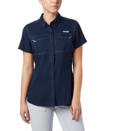 Columbia PFG Lo Drag Kort Sleeve Skjorte Dame Marineblå | 50327A