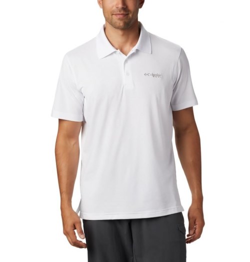 Columbia PFG Skiff Cast Polo T Skjorte Herre Hvite | 81506V