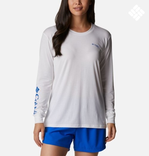 Columbia PFG Slack Vann Graphic Long Sleeve Gensere Dame Hvite | 75890B