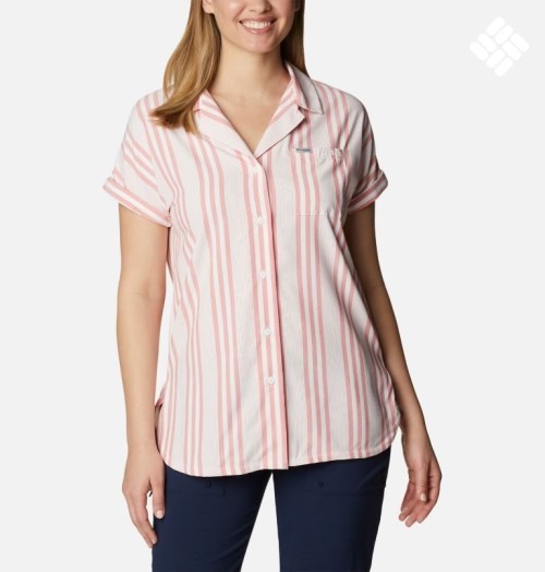 Columbia PFG Sun Drifter Woven Kort Sleeve Skjorte Dame Stripete | 68914W