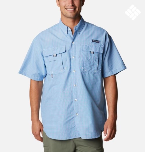 Columbia PFG Super Bahama Kort Sleeve Skjorte Herre Lyse Blå | 95628F