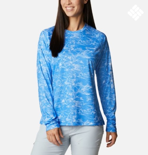 Columbia PFG Super Tidal Tee Long Sleeve Gensere Dame Blå | 65913M