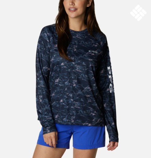 Columbia PFG Super Tidal Tee Long Sleeve Gensere Dame Marineblå | 75410L