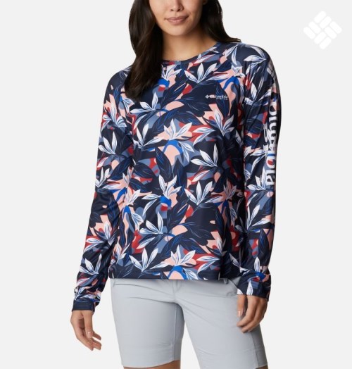 Columbia PFG Super Tidal Tee Long Sleeve Gensere Dame Blomster | 78329M