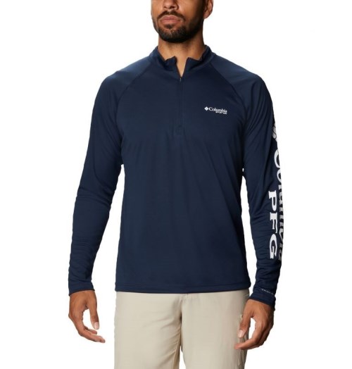 Columbia PFG Terminal Tackle 1/4 Zip Gensere Herre Marineblå | 36250X