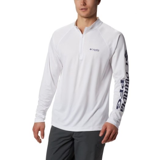 Columbia PFG Terminal Tackle 1/4 Zip Gensere Herre Hvite | 52614R