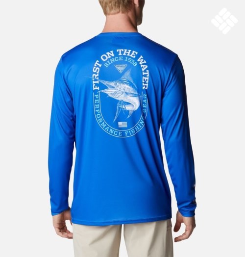 Columbia PFG Terminal Tackle First On The Vann Classic Long Sleeve Gensere Herre Blå | 98204P