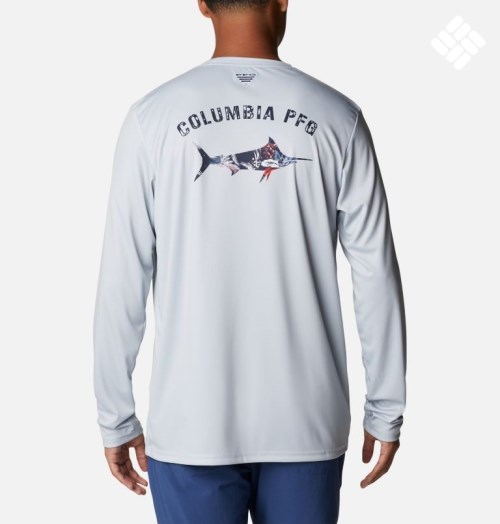 Columbia PFG Terminal Tackle Fish Fill Long Sleeve Gensere Herre Lyse Grå | 97643W