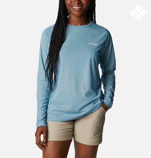 Columbia PFG Tidal Deflector Long Sleeve Gensere Dame Blå | 90468R