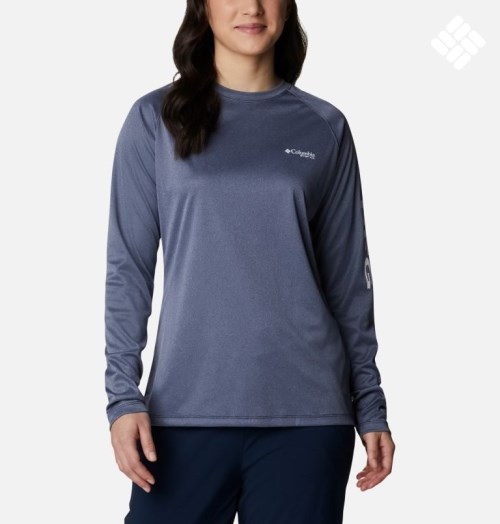 Columbia PFG Tidal Tee Heather Long Sleeve Gensere Dame Marineblå | 62450F