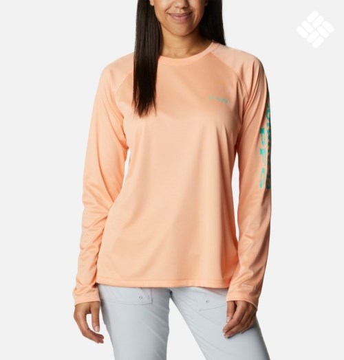 Columbia PFG Tidal Tee Heather Long Sleeve Gensere Dame Korall | 86741W