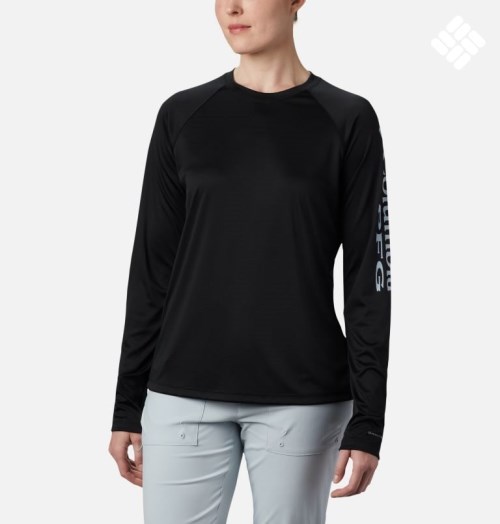 Columbia PFG Tidal Tee II Long Sleeve Gensere Dame Svarte | 16405W