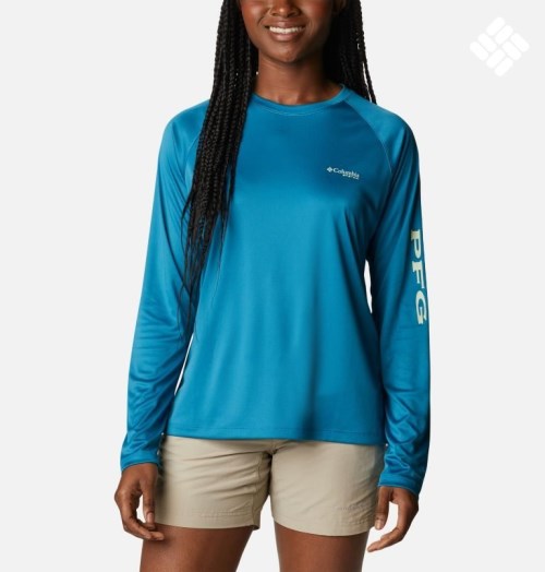 Columbia PFG Tidal Tee II Long Sleeve Gensere Dame Turkis | 31560S