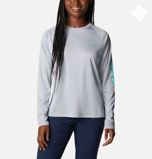 Columbia PFG Tidal Tee II Long Sleeve Gensere Dame Lyse Grå | 39485U