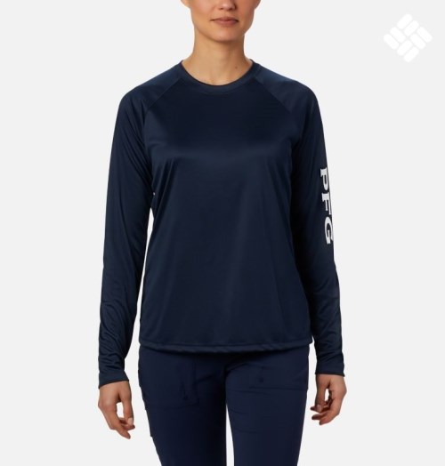 Columbia PFG Tidal Tee II Long Sleeve Gensere Dame Marineblå | 53286P