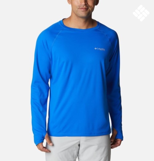 Columbia PFG Zero Rules Ice Long Sleeve Gensere Herre Blå | 07841R