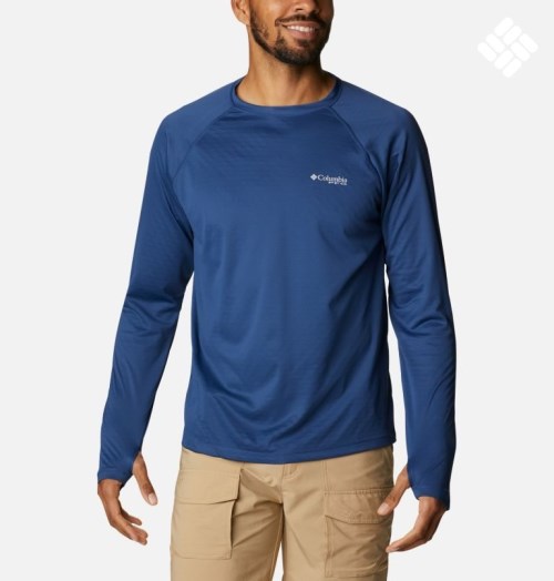 Columbia PFG Zero Rules Ice Long Sleeve Gensere Herre Marineblå | 87103I