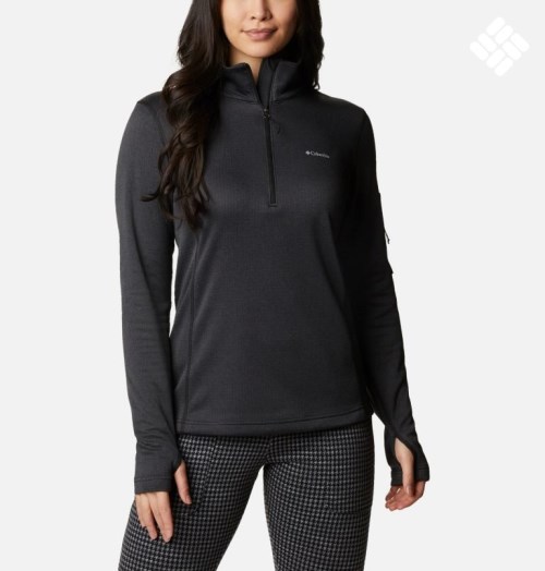 Columbia Park View Grid Half Zip Fleece Gensere Dame Svarte | 17498A