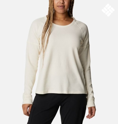 Columbia Pine Peak Long Sleeve Thermal Gensere Dame Pisket Krem | 45629E