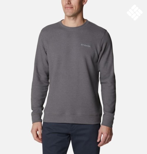 Columbia Pine Peak Waffle Long Sleeve Crew Gensere Herre Grå | 45120O