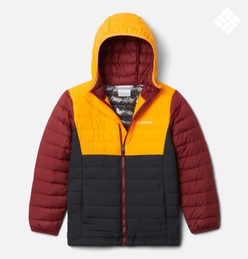 Columbia Powder Lite Hette Jakke Barn Mango Rød Svarte | 42083L