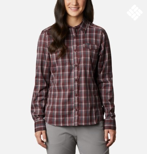 Columbia Silver Ridge Lite Plaid Long Sleeve Skjorte Dame Burgunder | 15302U