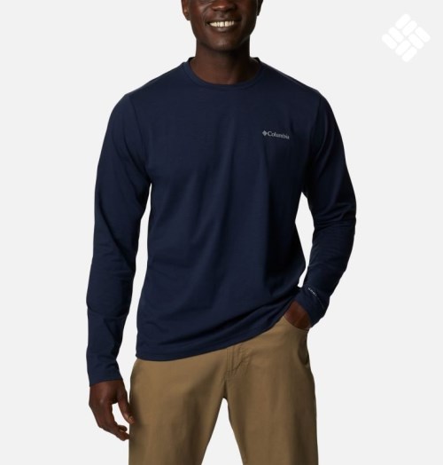 Columbia Sun Trek Long Sleeve Gensere Herre Marineblå | 70214Z