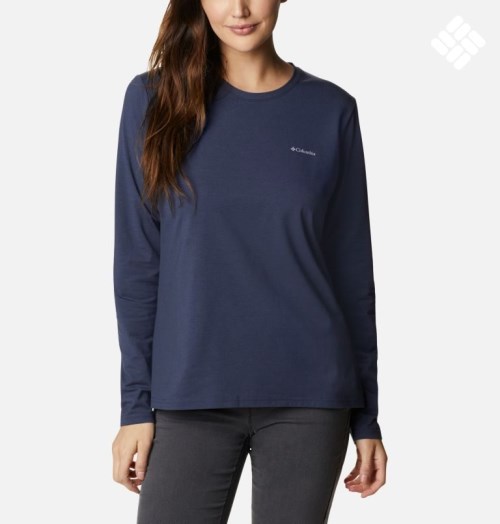 Columbia Sun Trek Long Sleeve T-skjorte Dame Marineblå | 67431S