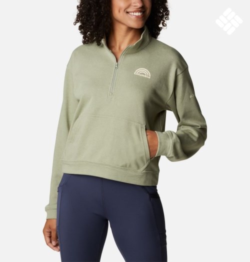 Columbia Trek French Terry Half Zip Gensere Dame Olivengrønne | 63409G