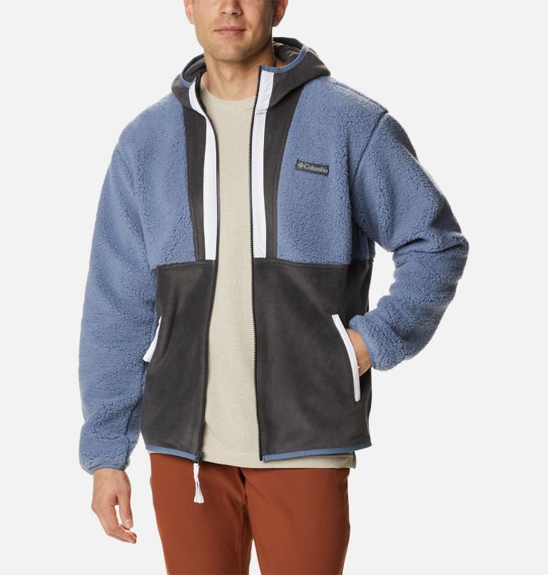 Columbia Back Bowl Sherpa Full Zip Hoodie Fleecejakker Herre Blå Svarte | 94761Q