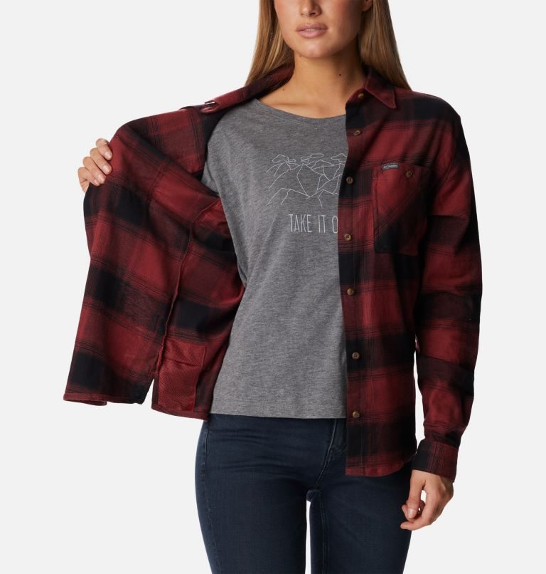 Columbia Clay Hills Stretch Flannel Skjorte Dame Rød | 52183H