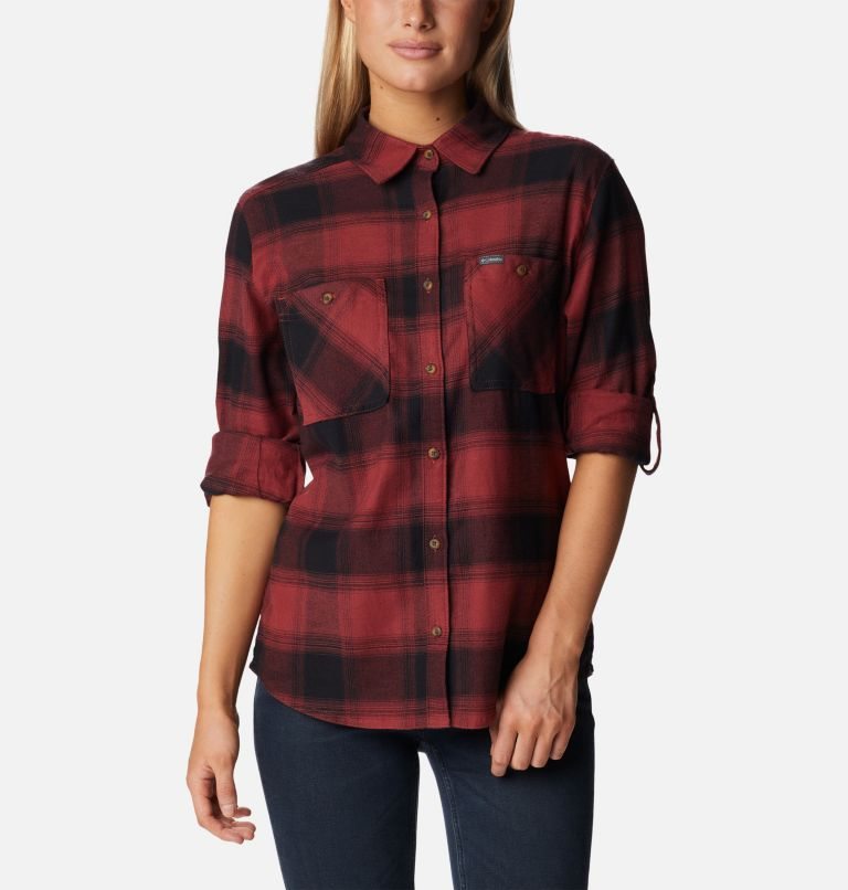 Columbia Clay Hills Stretch Flannel Skjorte Dame Rød | 52183H