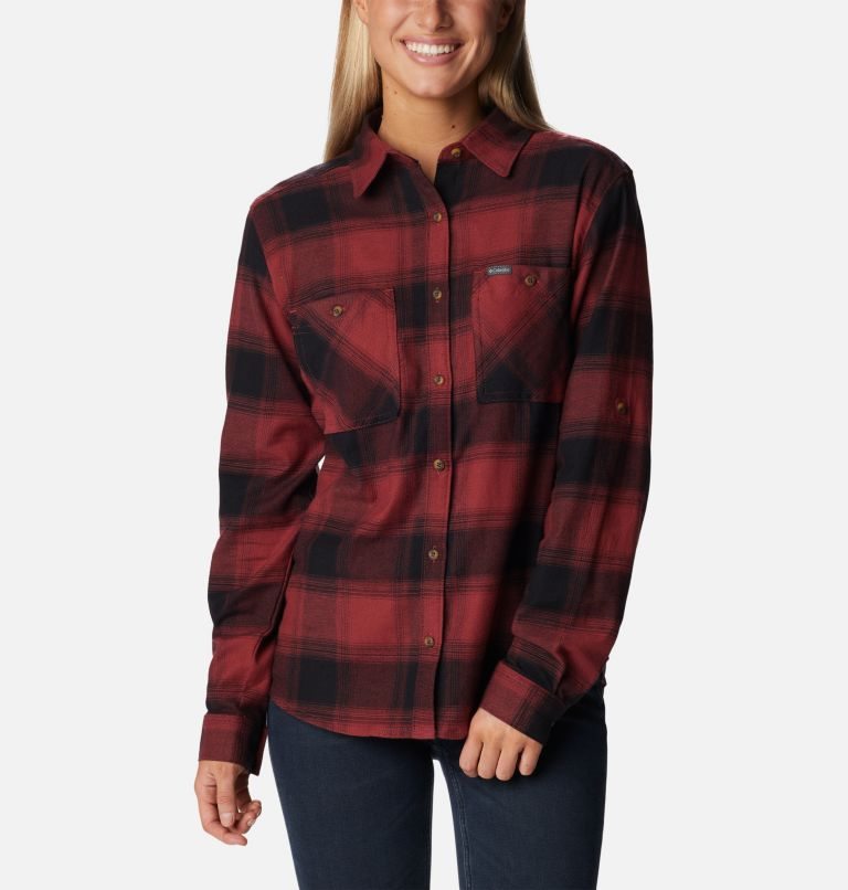 Columbia Clay Hills Stretch Flannel Skjorte Dame Rød | 52183H